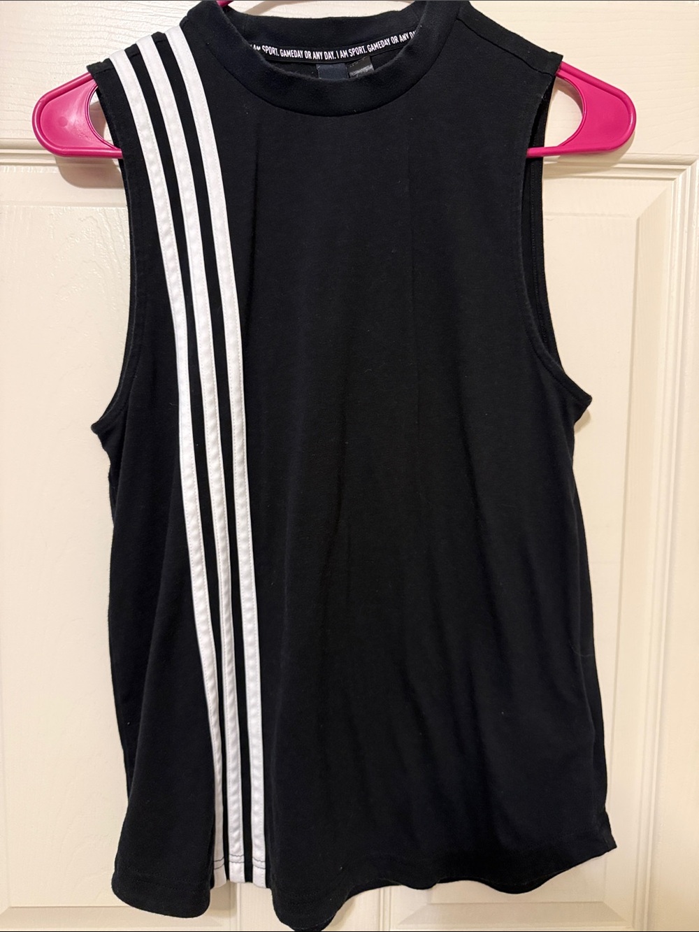 adidas Black Muscle Tee with White Three-Stripe Detail